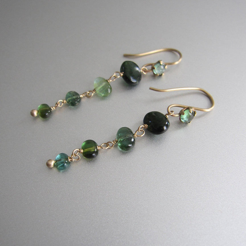 blue and green tourmaline pebble multistone solid 14k gold earrings2