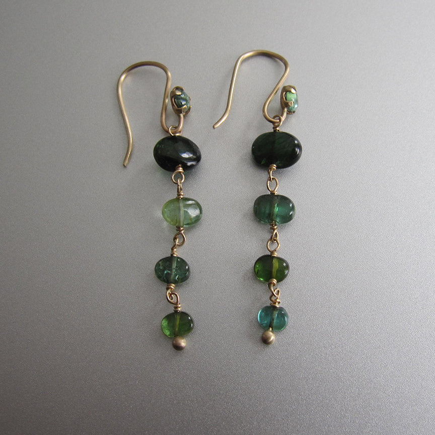 blue and green tourmaline pebble multistone solid 14k gold earrings3