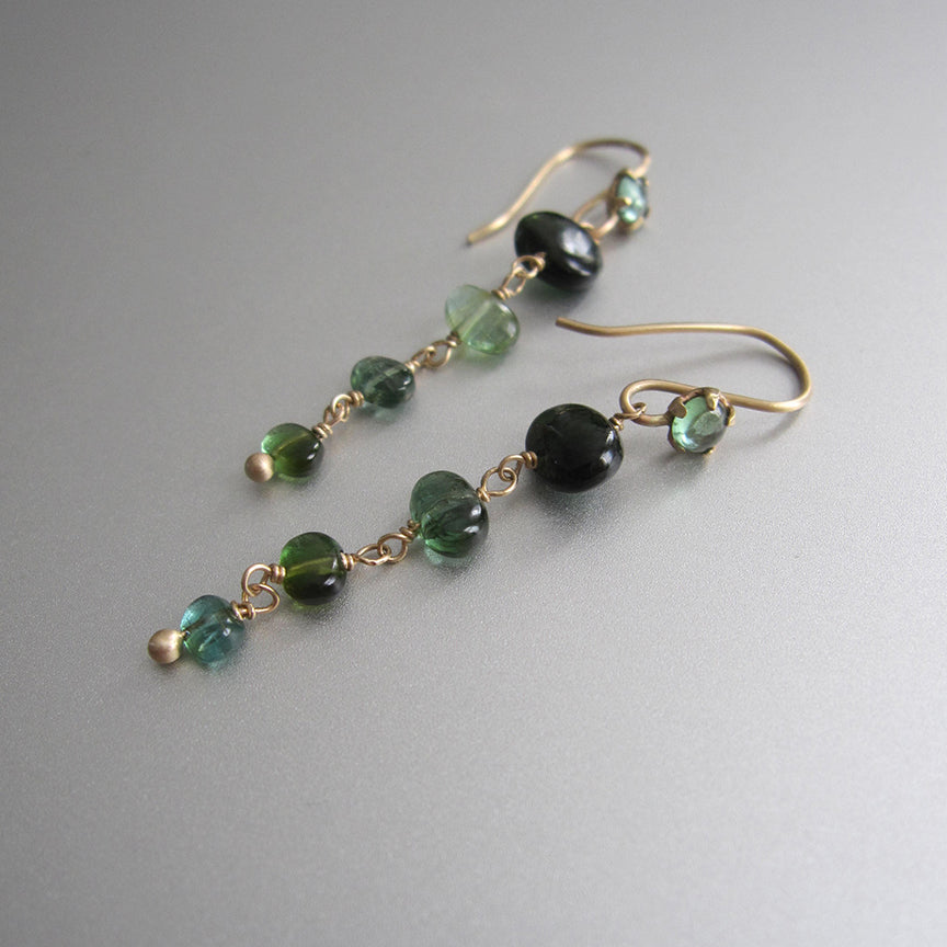 blue and green tourmaline pebble multistone solid 14k gold earrings4