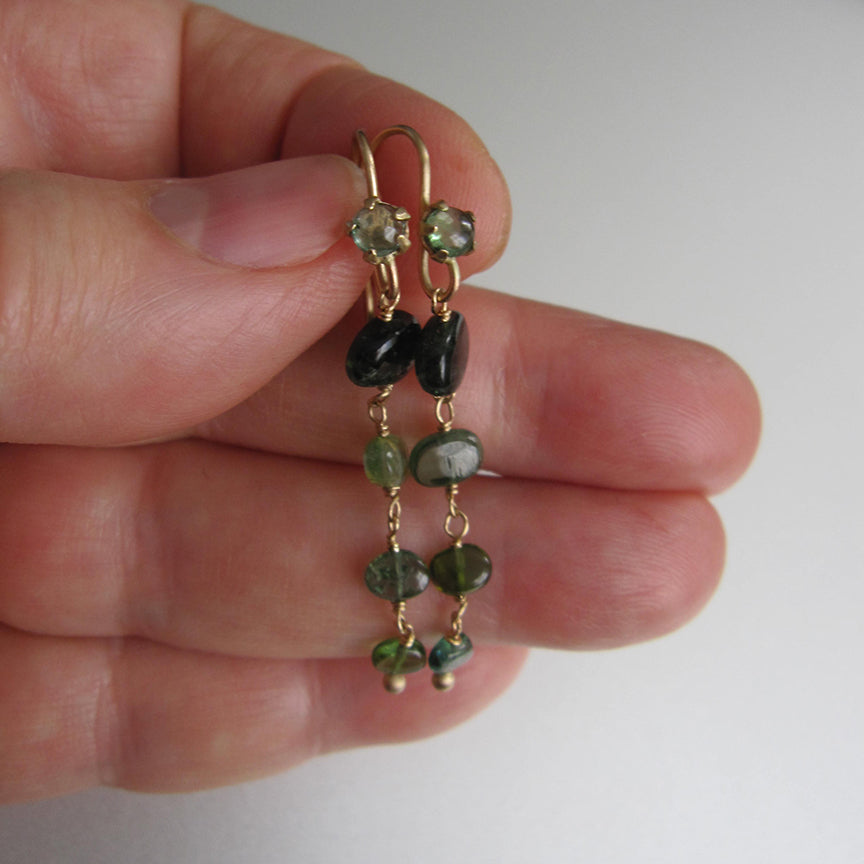 blue and green tourmaline pebble multistone solid 14k gold earrings6