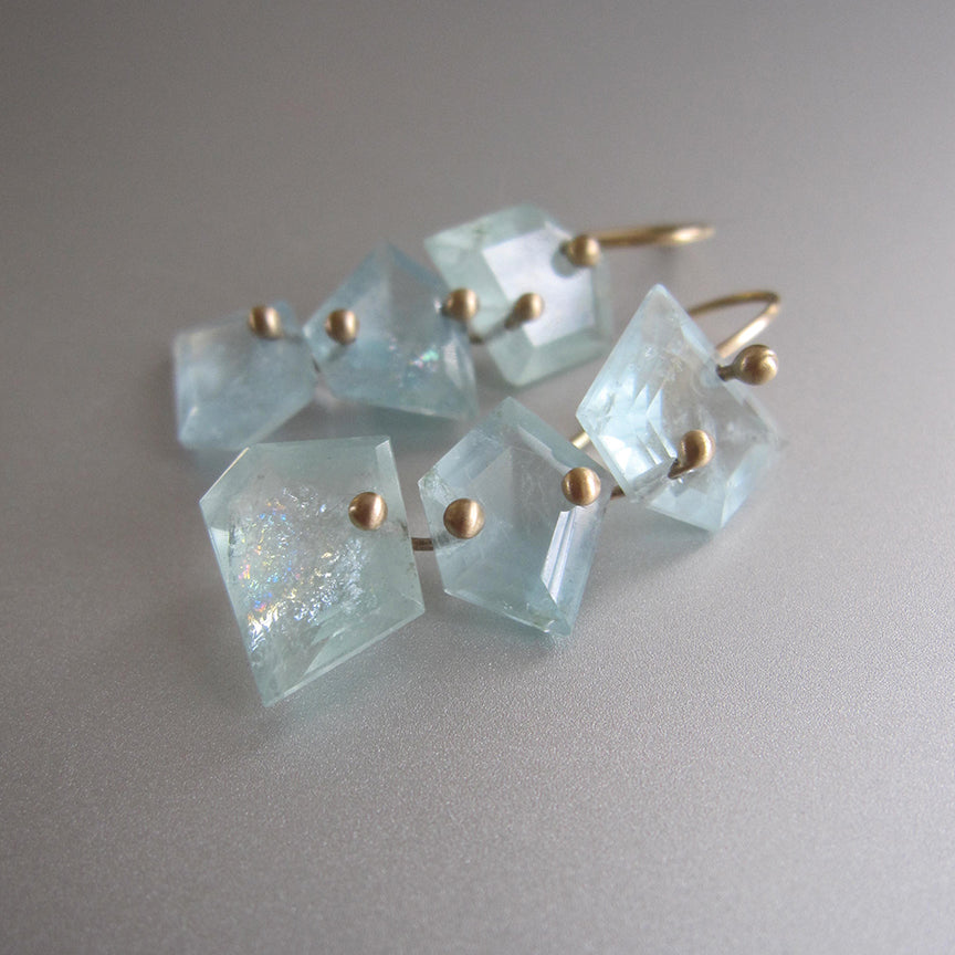 geometric nugget aquamarine triple drops solid 14k gold earrings3