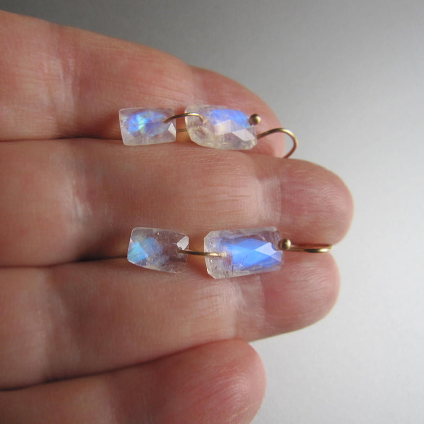 rainbow moonstone rectangle double drops solid 14k gold earrings3