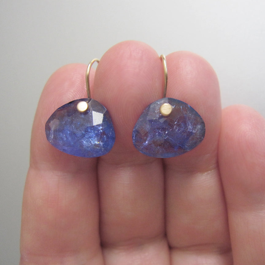 rose cut tanzanite wide drops solid 14k gold earrings6