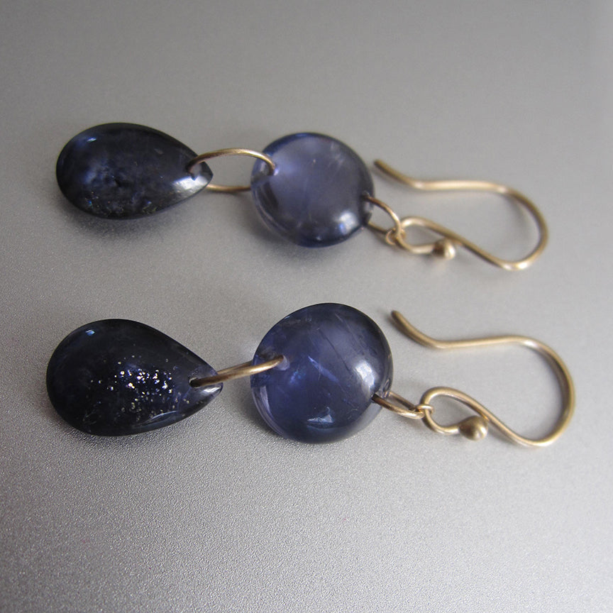 smooth iolite double drops solid 14k gold earrings3