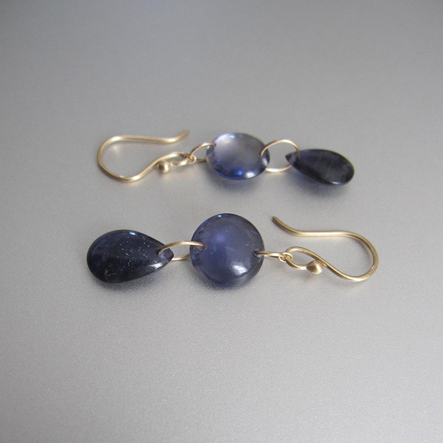 smooth iolite double drops solid 14k gold earrings4