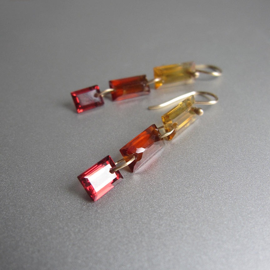 citrine and garnet triple baguette drops solid 14k gold earrings3
