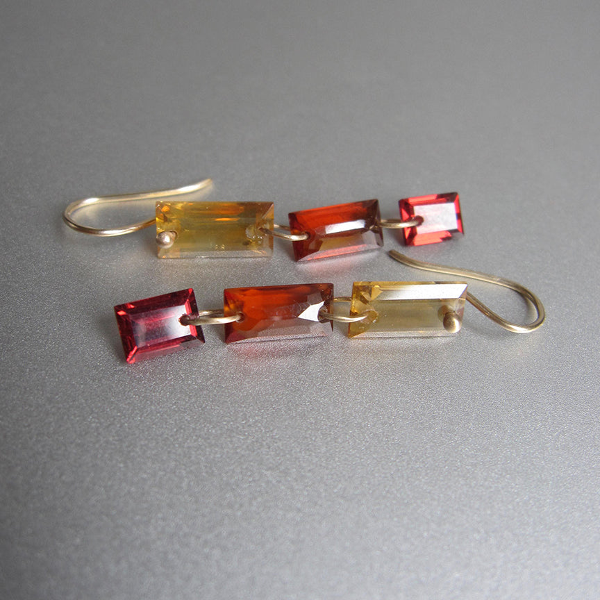 citrine and garnet triple baguette drops solid 14k gold earrings4