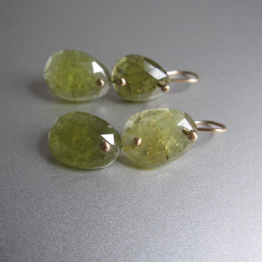 light green garnet rose cut double drops solid 14k gold earrings2