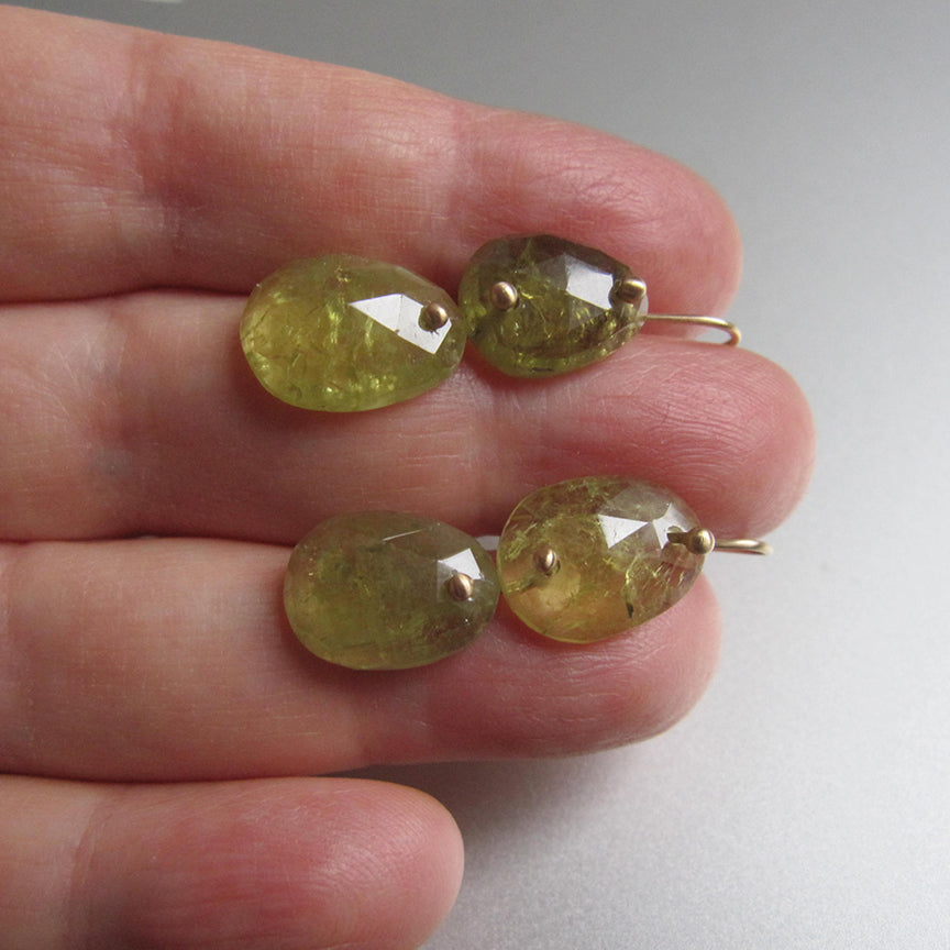 light green garnet rose cut double drops solid 14k gold earrings4