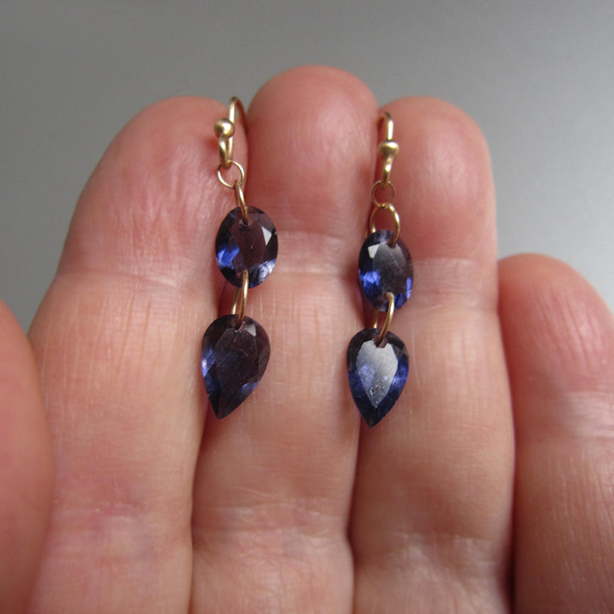 deep blue iolite double drops solid 14k gold earrings5