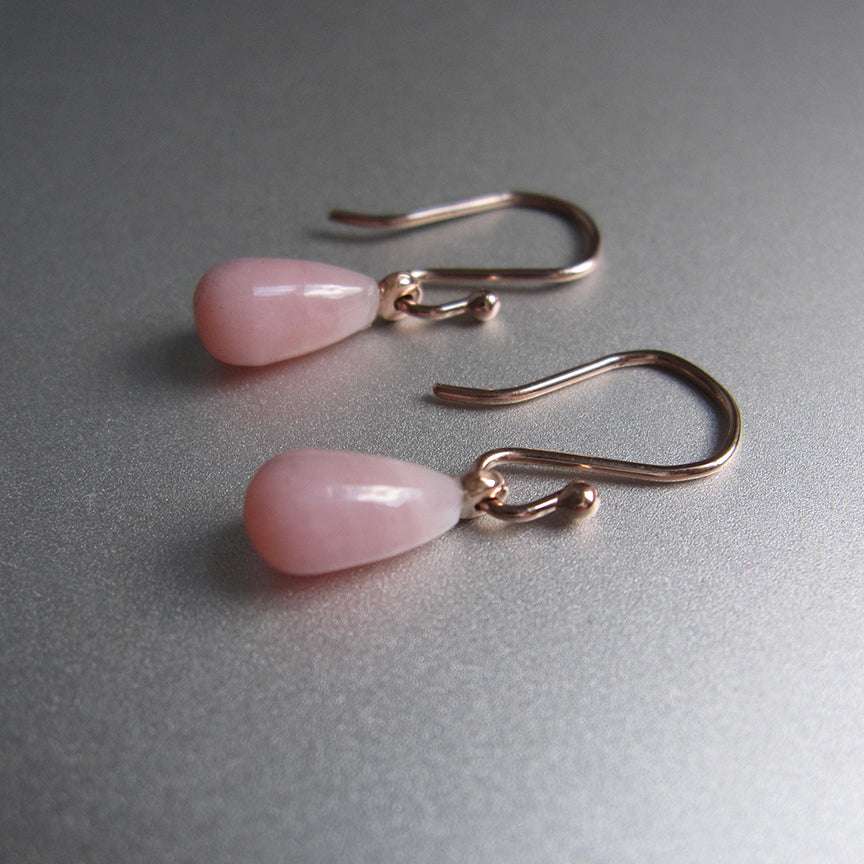 Pink Opal Drops, Solid 14k Rose Gold Earrings