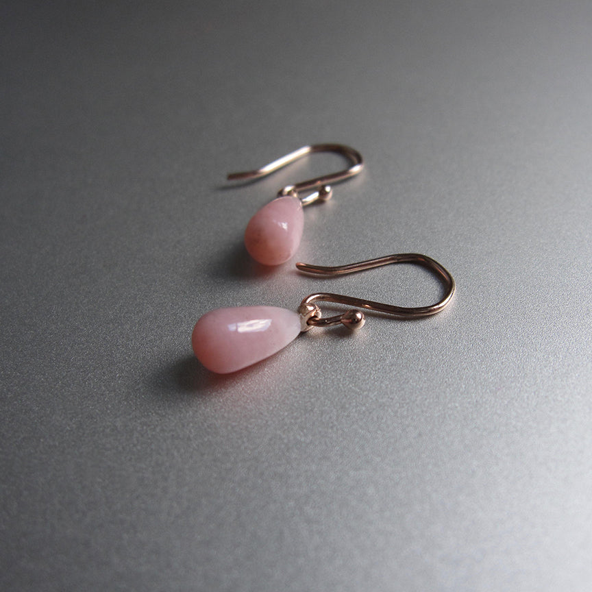 Pink Opal Drops, Solid 14k Rose Gold Earrings