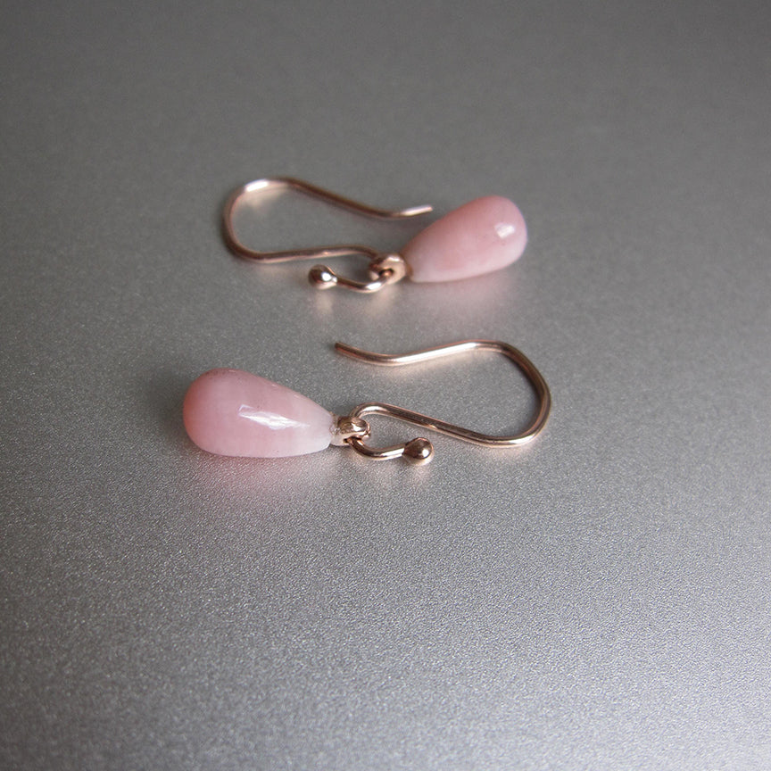 Pink Opal Drops, Solid 14k Rose Gold Earrings