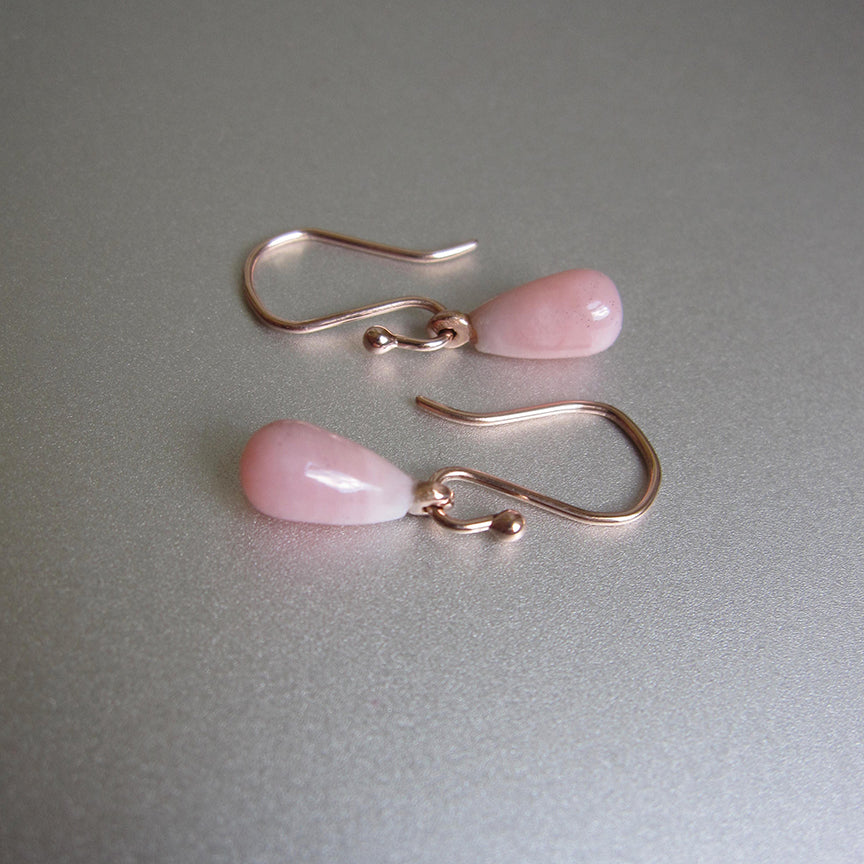 Pink Opal Drops, Solid 14k Rose Gold Earrings