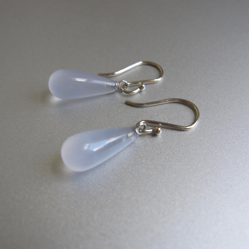 smooth blue chalcedony drops solid 14k white gold earrings2