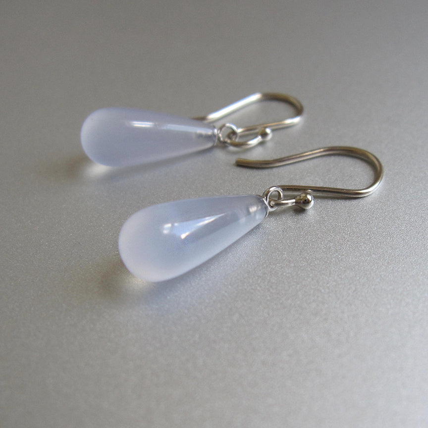 smooth blue chalcedony drops solid 14k white gold earrings3