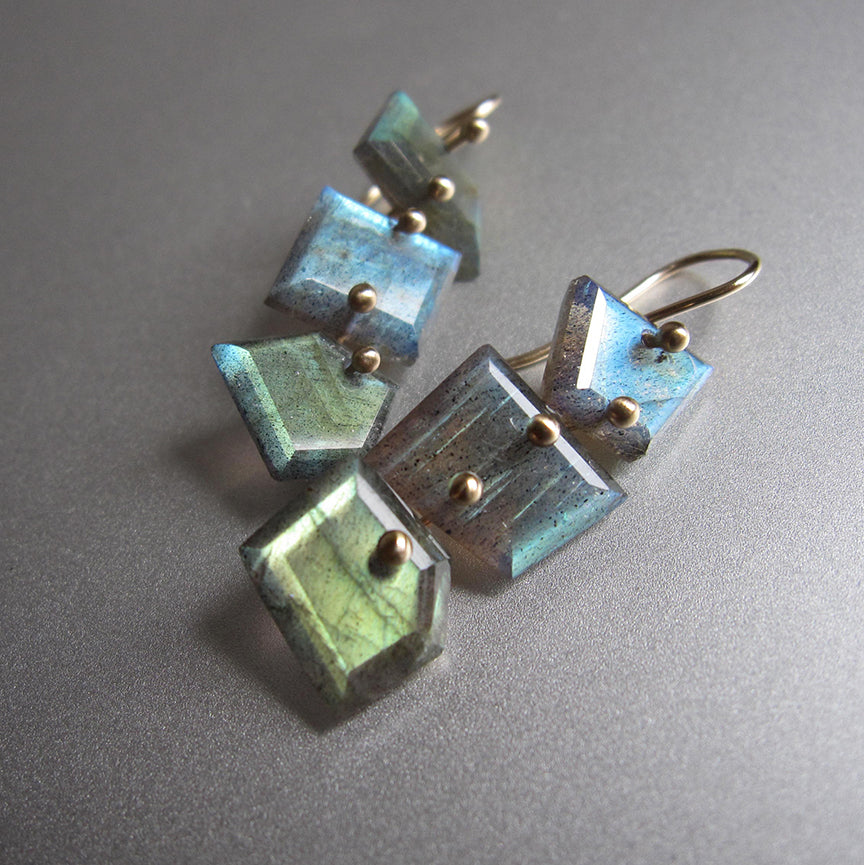 geometric nugget labradorite triple drops solid 14k gold earrings3