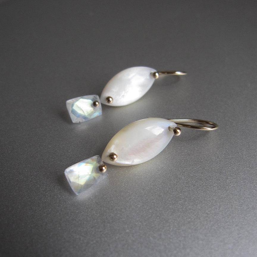 mother of pearl marquise and rainbow moonstone tablet dangles solid 14k gold earrings2