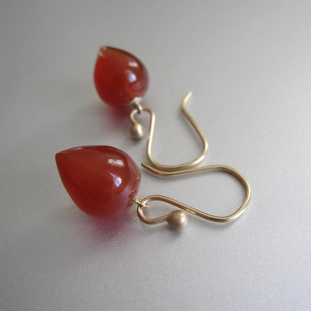 small orange carnelian pointed drops solid 14k gold earrings3