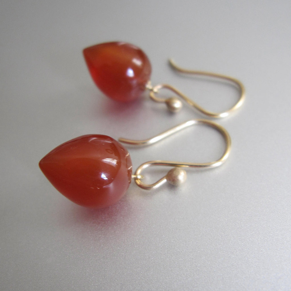 small orange carnelian pointed drops solid 14k gold earrings4