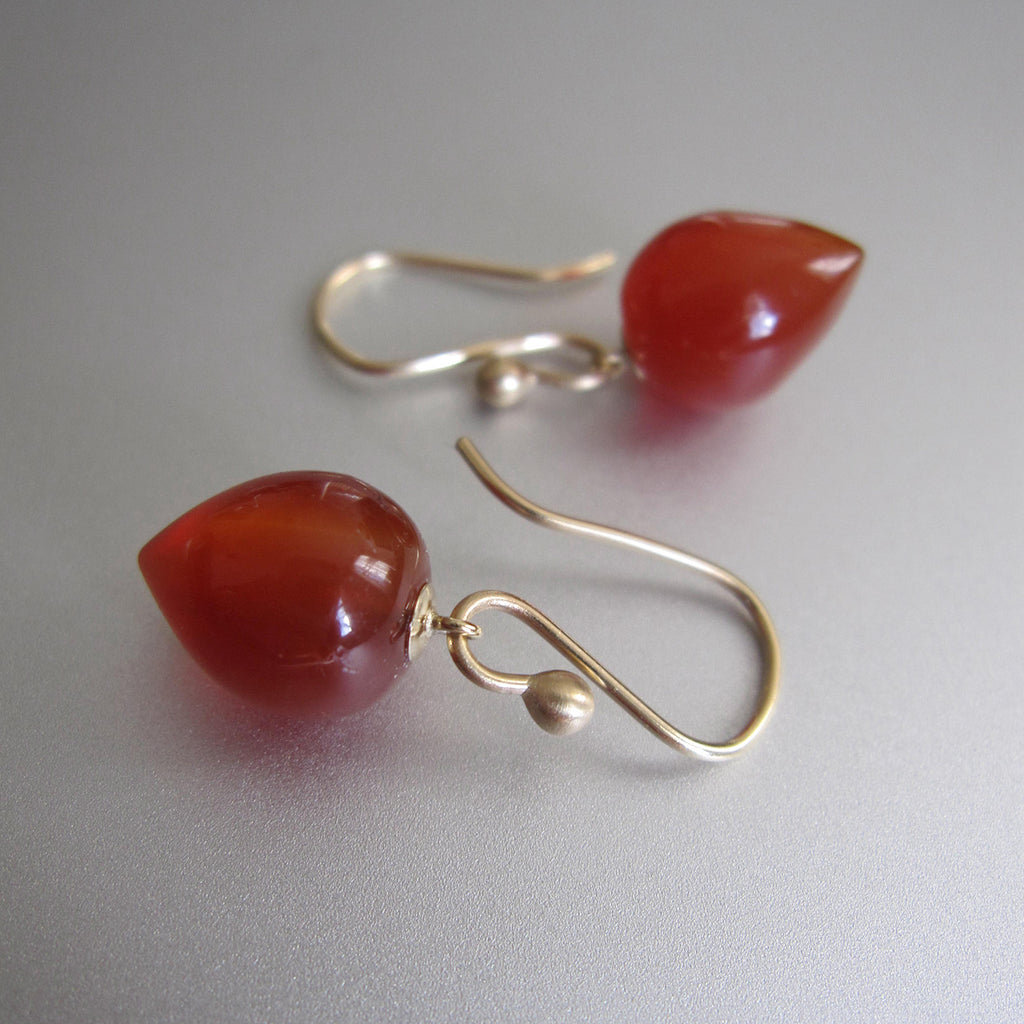 small orange carnelian pointed drops solid 14k gold earrings5