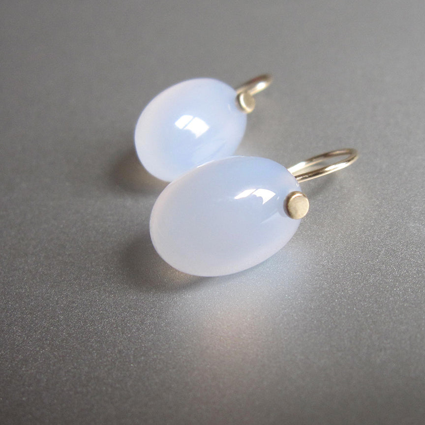 smooth blue chalcedony oval drops solid 14k gold earrings3