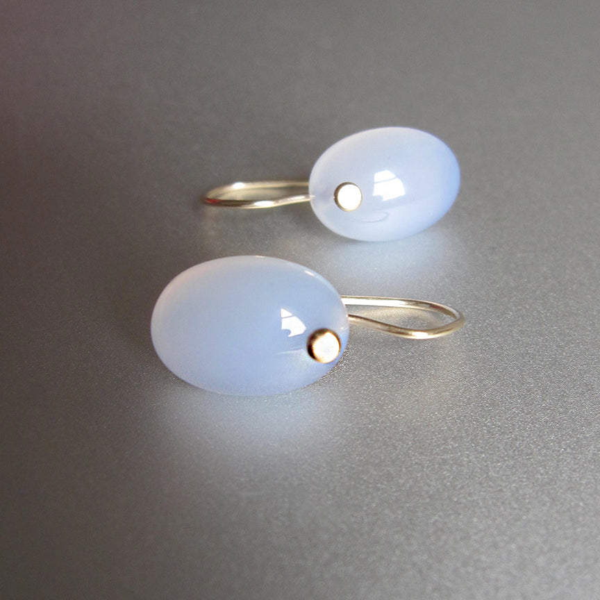 smooth blue chalcedony oval drops solid 14k gold earrings4