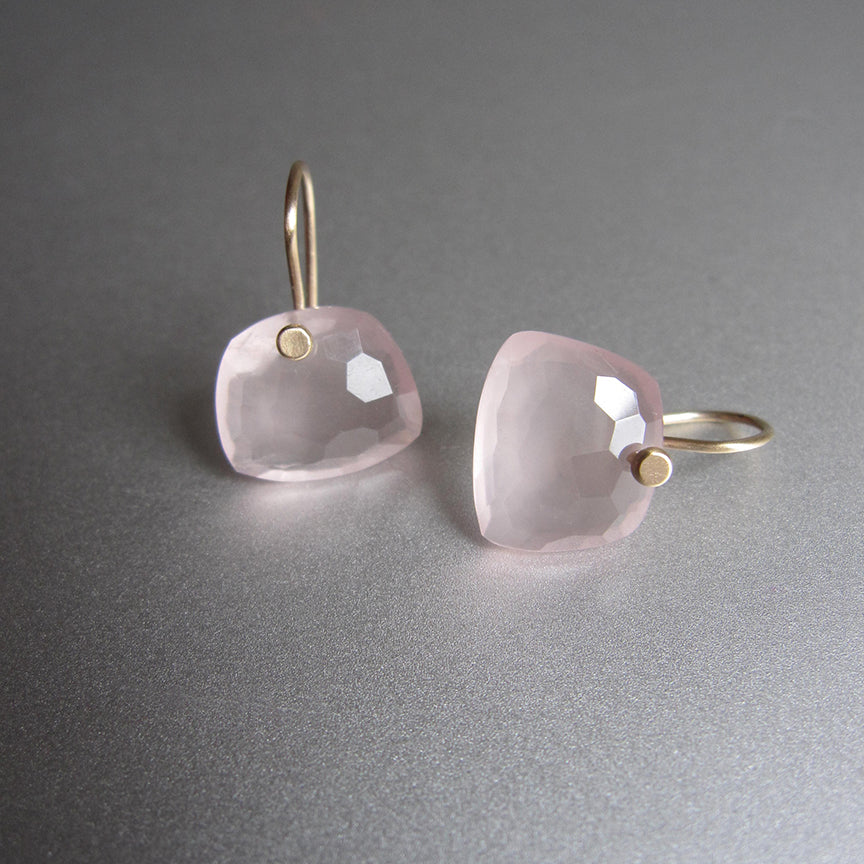 rose cut rose quartz trapezoid dros solid 14k gold earrings3