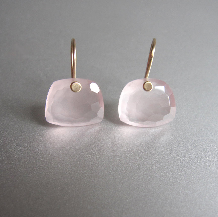 rose cut rose quartz trapezoid dros solid 14k gold earrings2