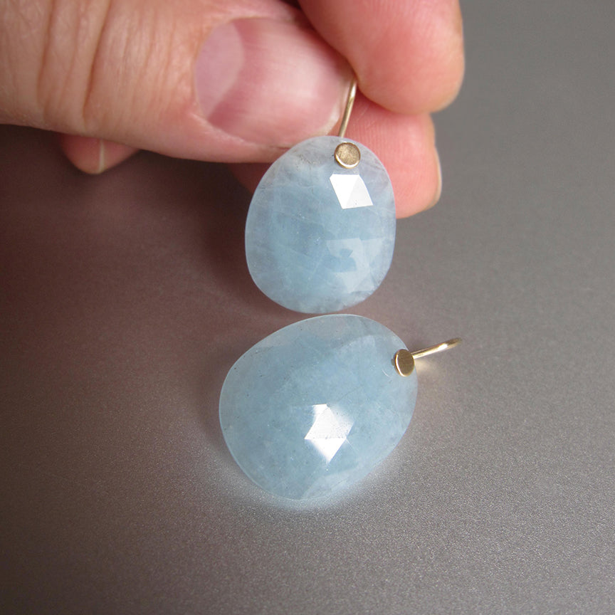 large aquamarine rose cut oval drops solid 14k gold earrings5