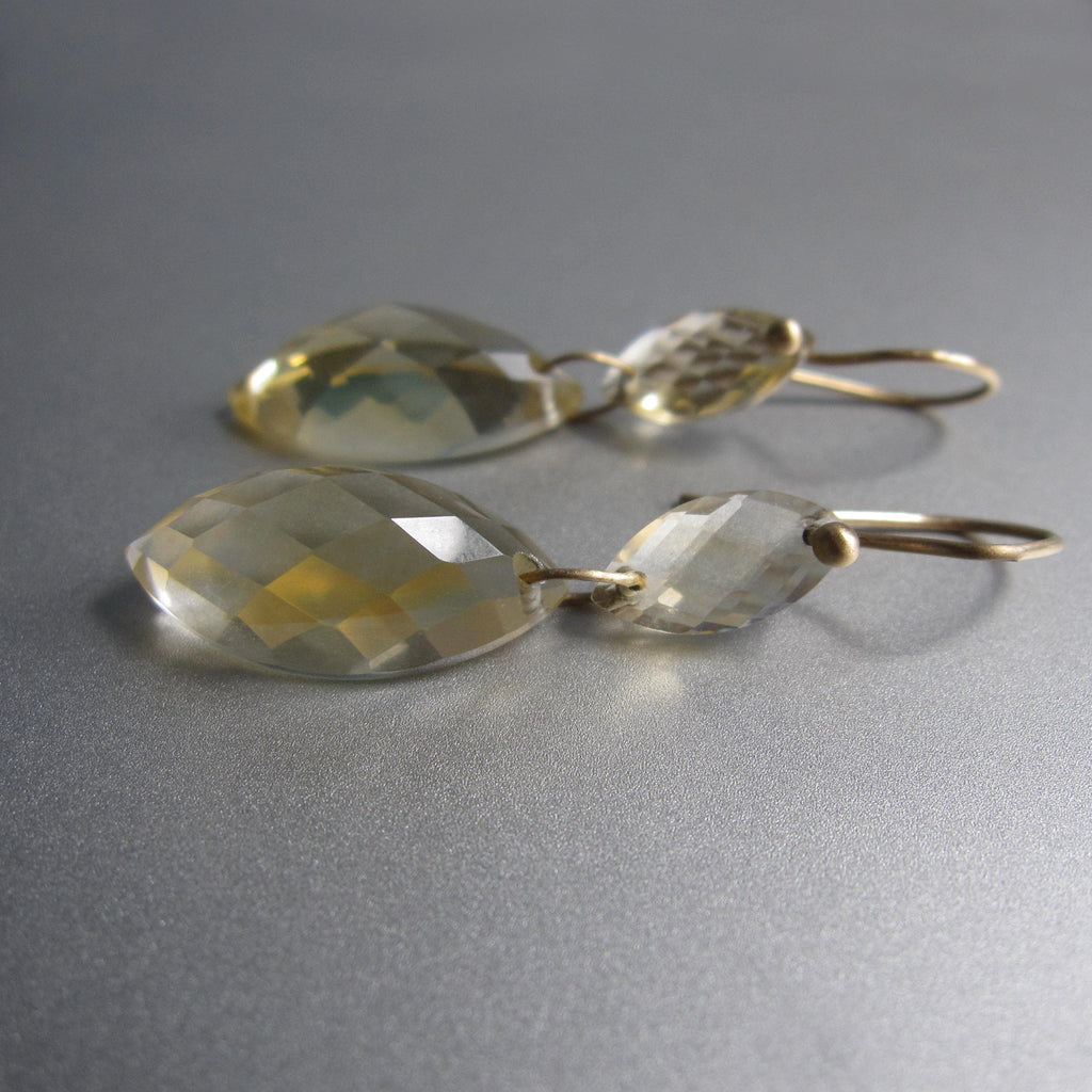 citrine faceted marquise double drops solid 14k gold earrings2