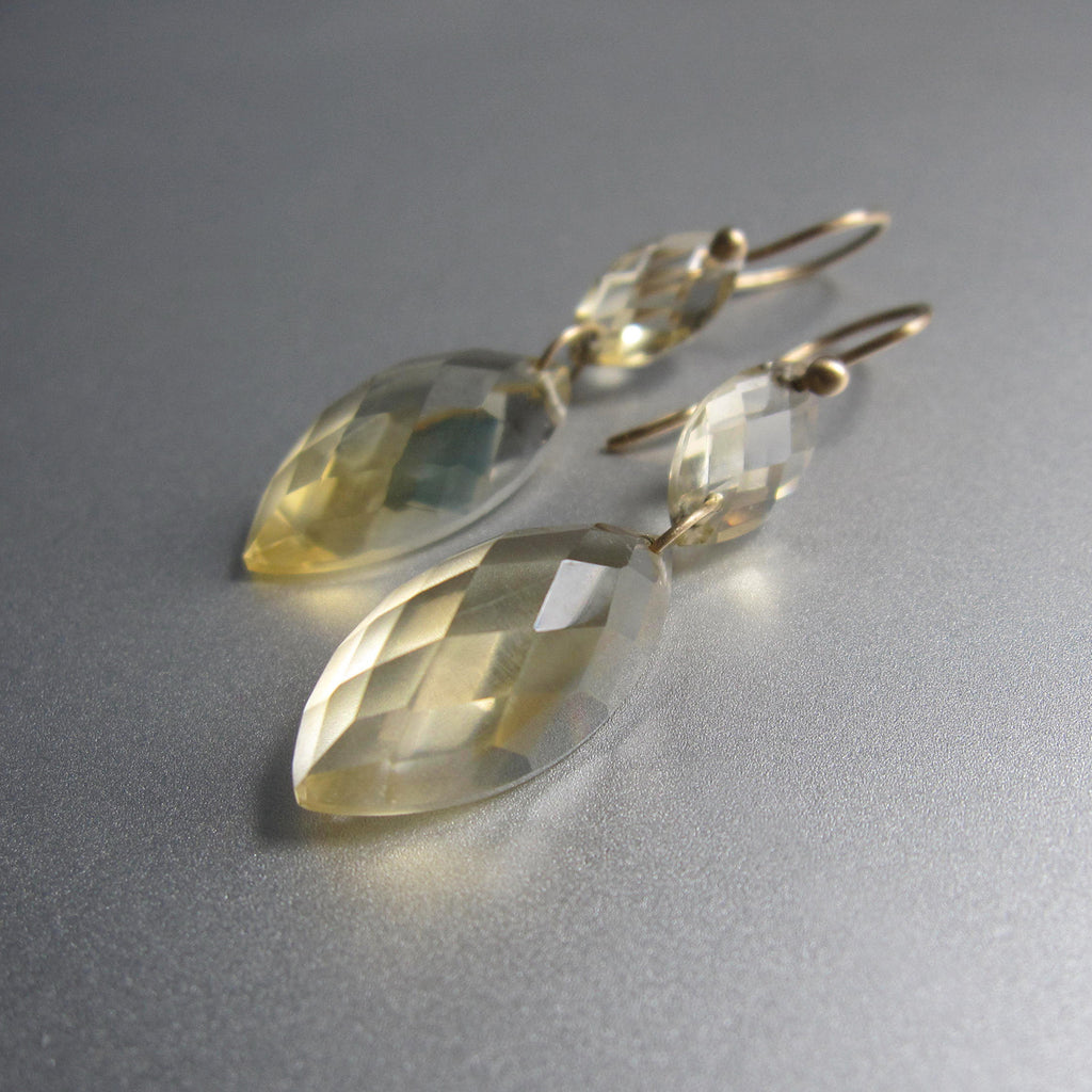 citrine faceted marquise double drops solid 14k gold earrings4