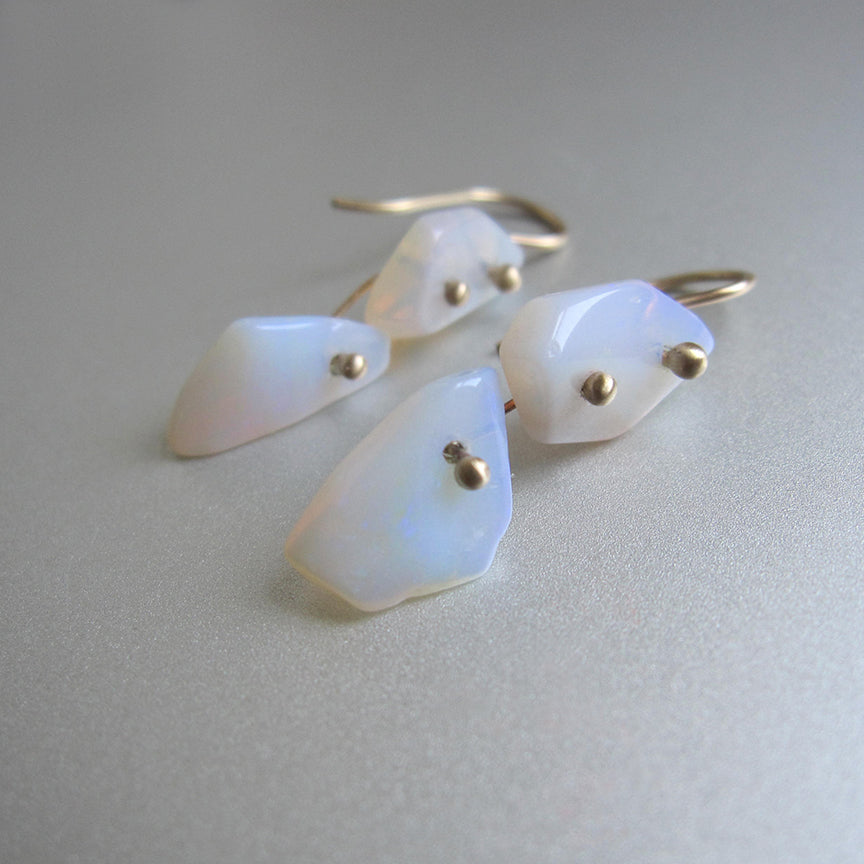 australian opal nugget double drops solid 14k gold earrings3