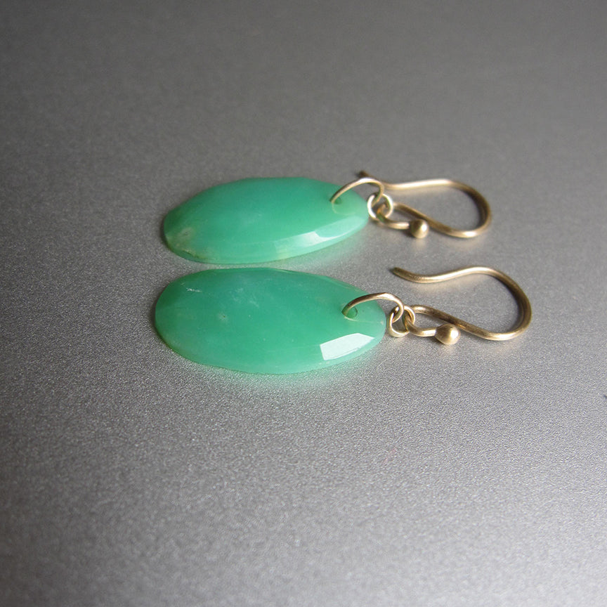 long rose cut chrysoprase slices solid 14k gold earrings3