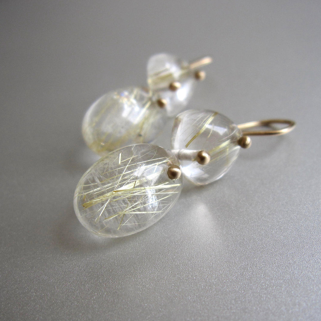 golden rutilated quartz double drops solid 14k gold earrings3