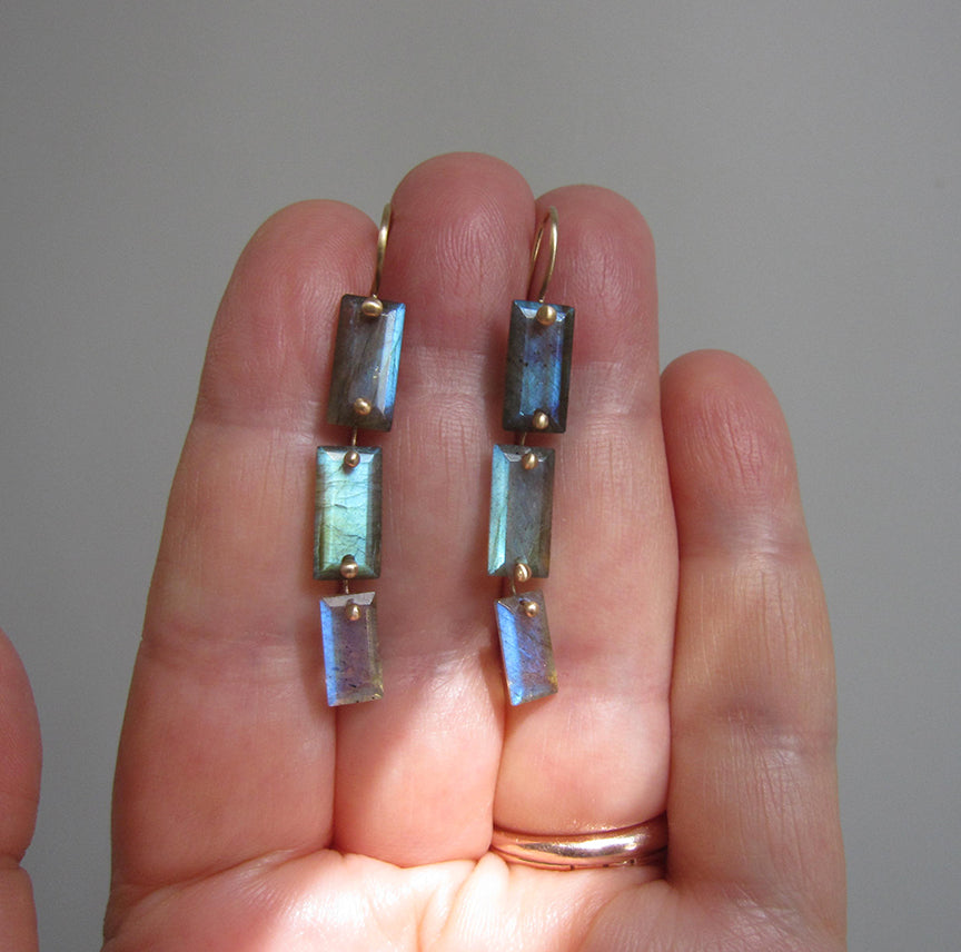 labradorite baguette triple drops solid 14k gold earrings3