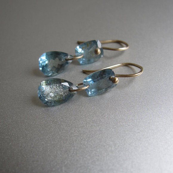 moss aquamarine ring cut double drops solid 14k gold earrings