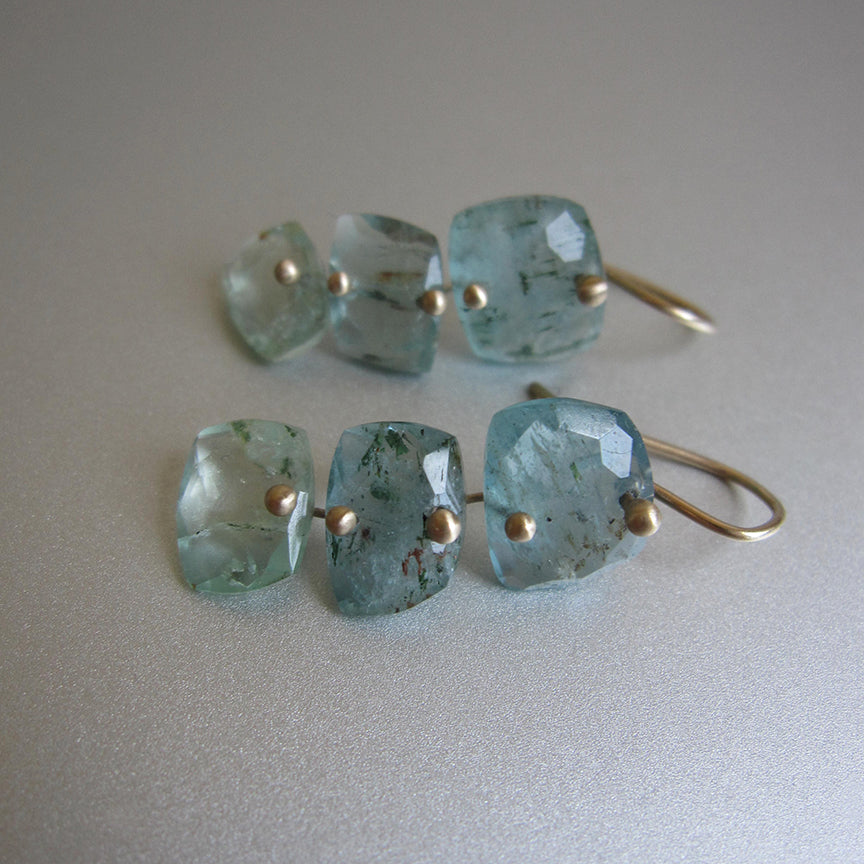moss aquamarine cushion triple drop solid 14k gold earrings2