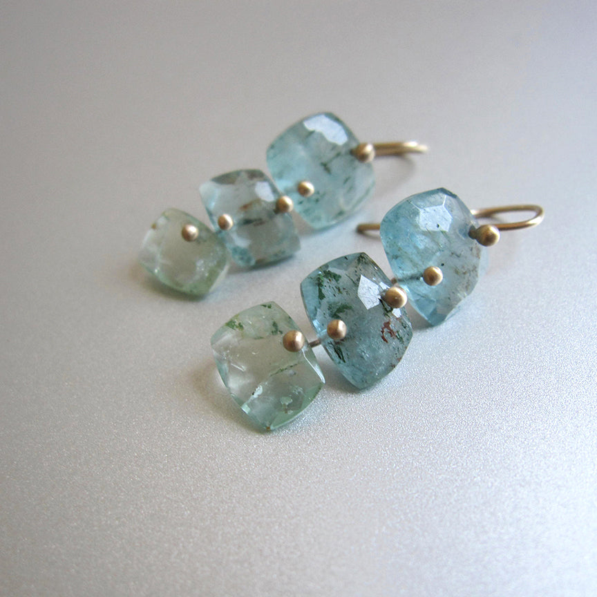 moss aquamarine cushion triple drop solid 14k gold earrings3