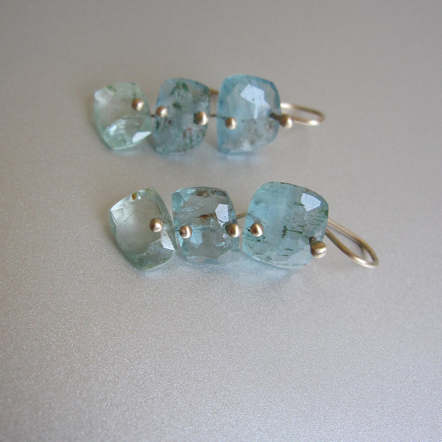 moss aquamarine cushion triple drop solid 14k gold earrings4