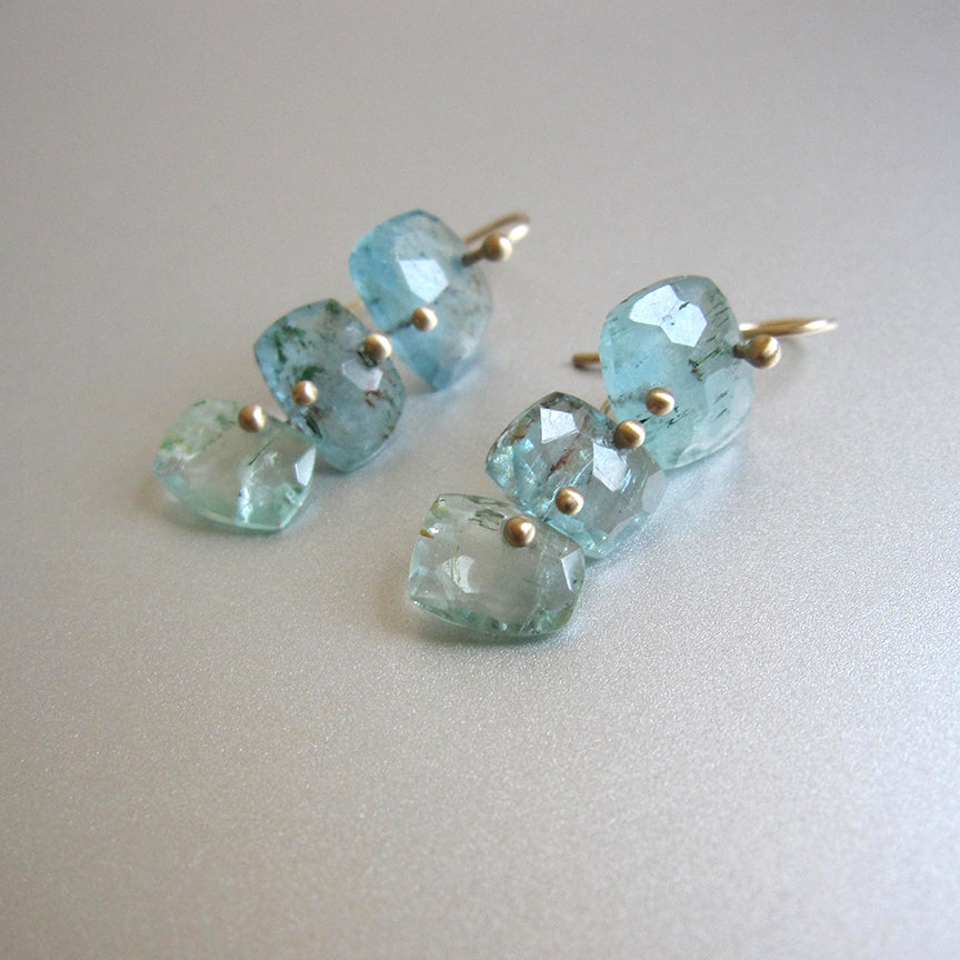 moss aquamarine cushion triple drop solid 14k gold earrings5