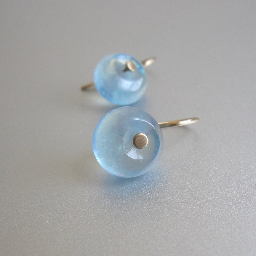 smooth aquamarine discs solid 14k gold earrings3