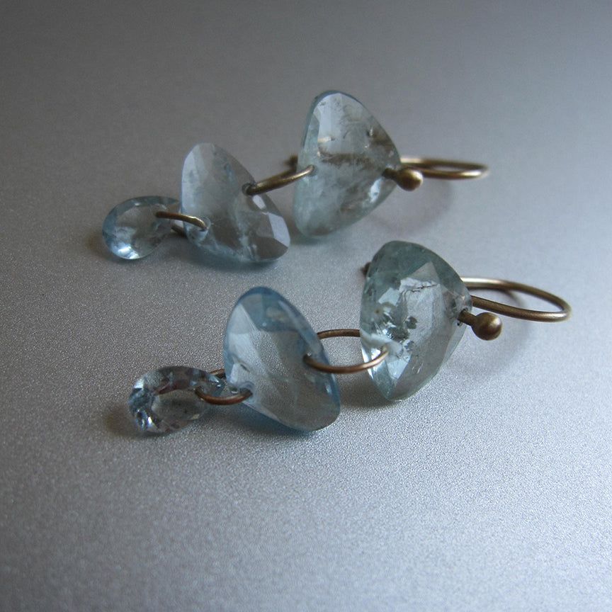 aquamarine trillion triple stone solid 14k gold earrings2