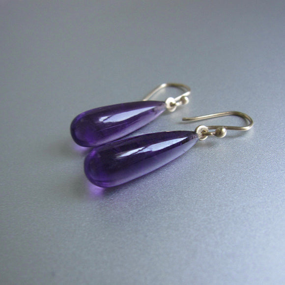 amethyst long smooth drops solid 14k gold earrings3