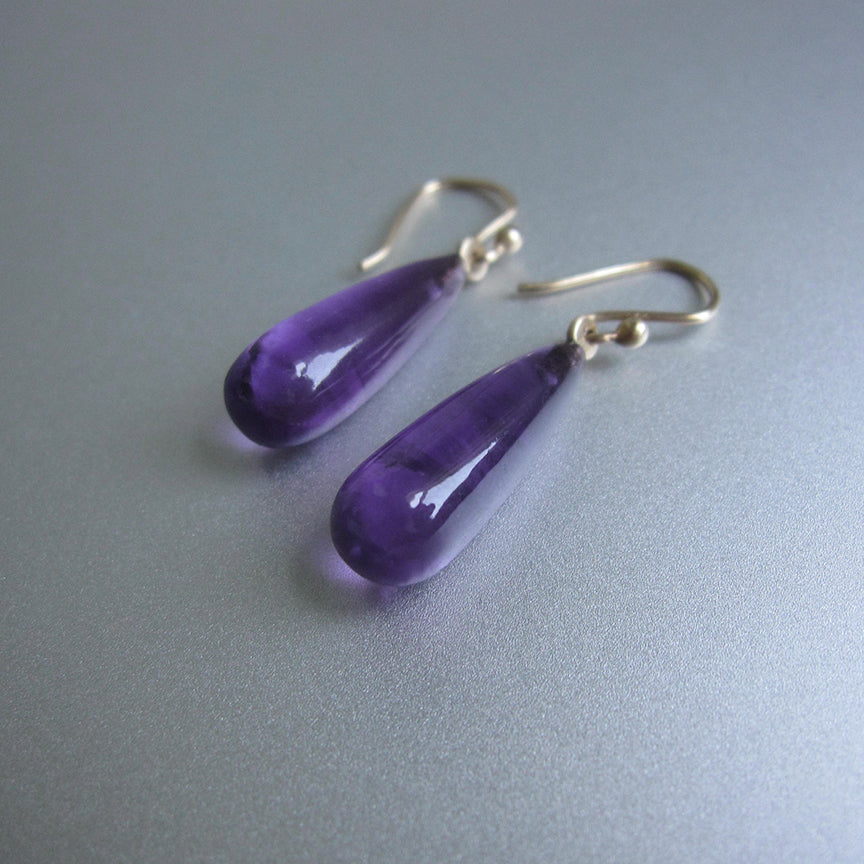 amethyst long smooth drops solid 14k gold earrings3