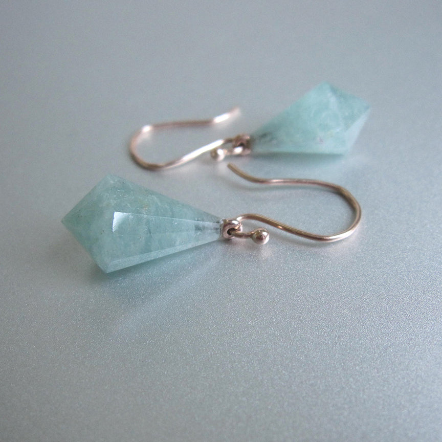faceted pointed seafoam aquamarine drops solid 14k rose gold earrings5