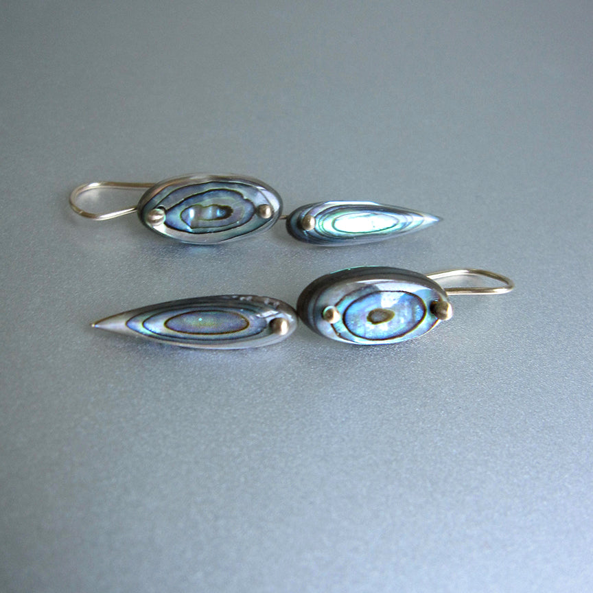 rainbow abalone double drop solid 14k gold earrings4