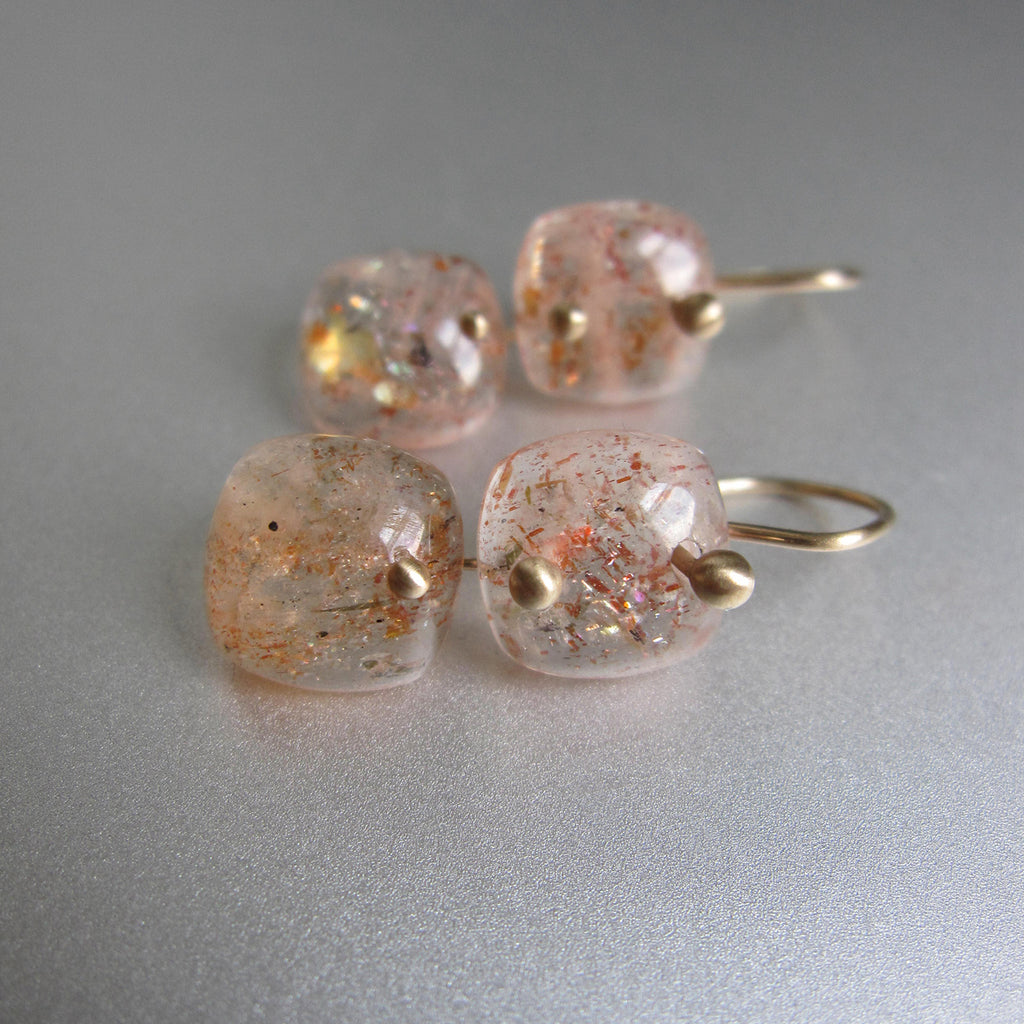 sunstone smooth cushion double drops solid 14k gold earrings3