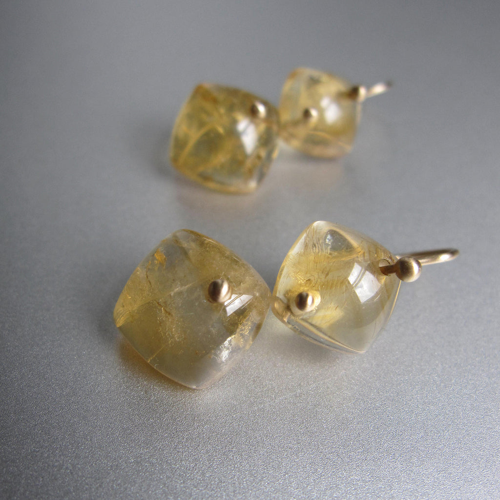 citrine cushion diamond double drops solid 14k gold earrings2