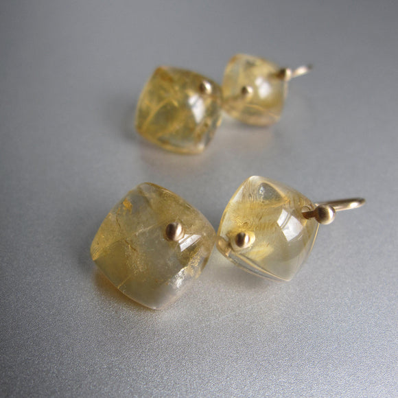 citrine cushion diamond double drops solid 14k gold earrings3